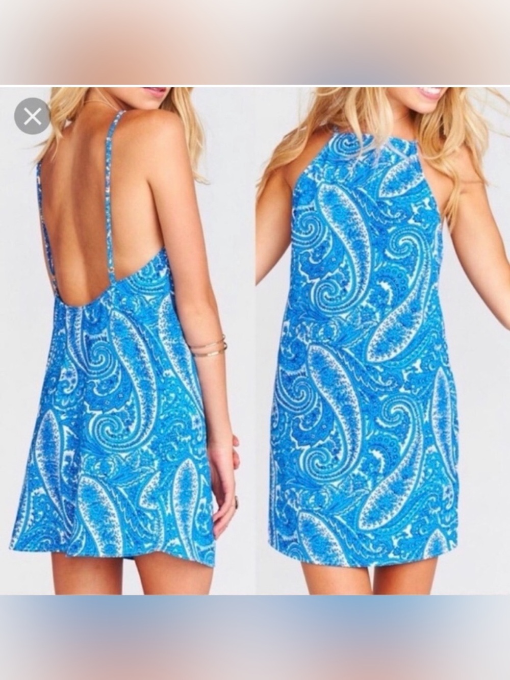 Show Me Your MuMu Blue Paisley Halter Travelers Dress L